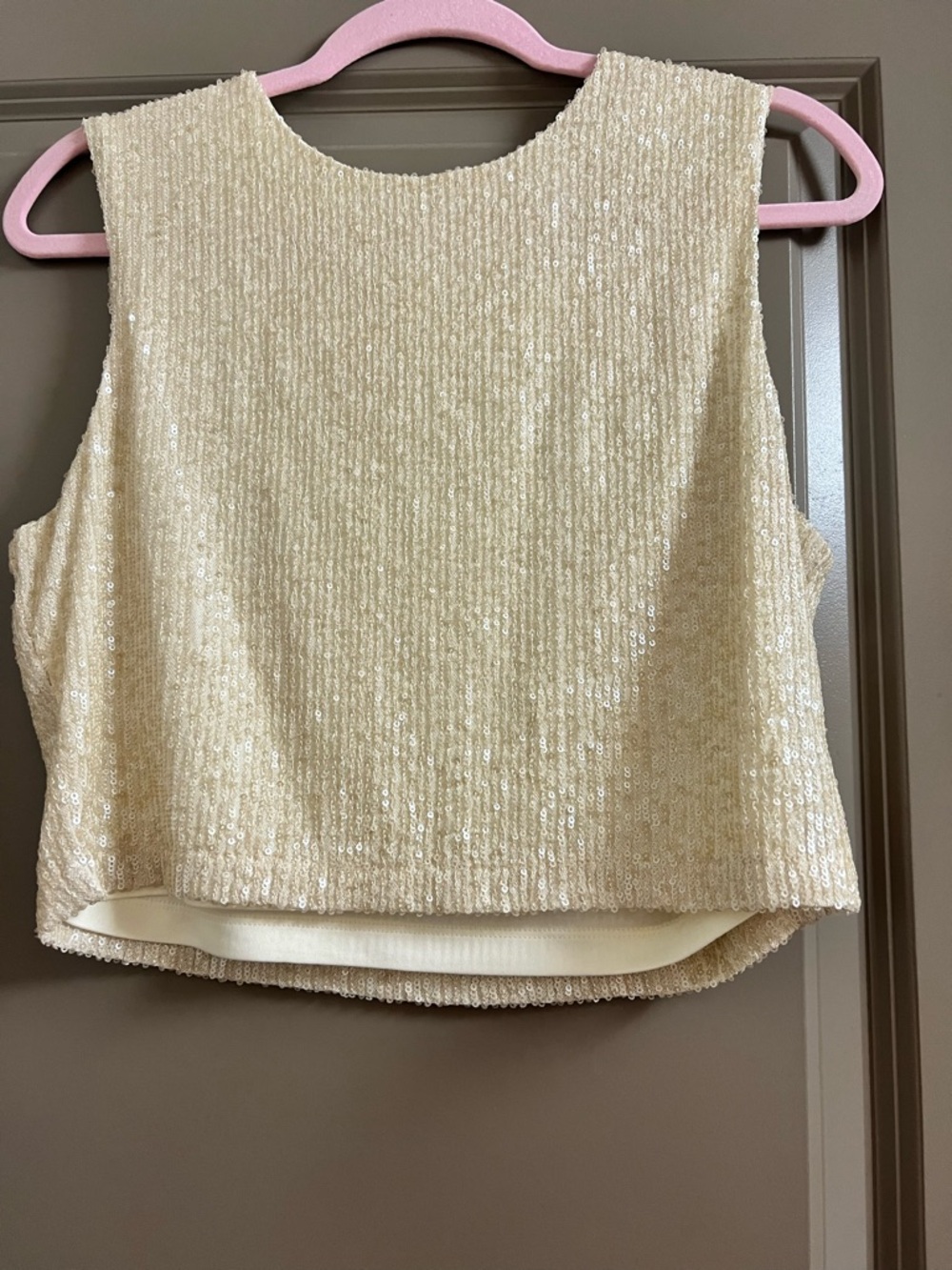 The Noli Shop Sequin Sleeveless Top - Champagne Large - Picture 2 of 4